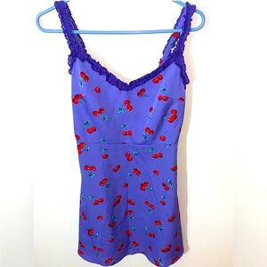 SHEIN Purple Cherry Print Mini Dress